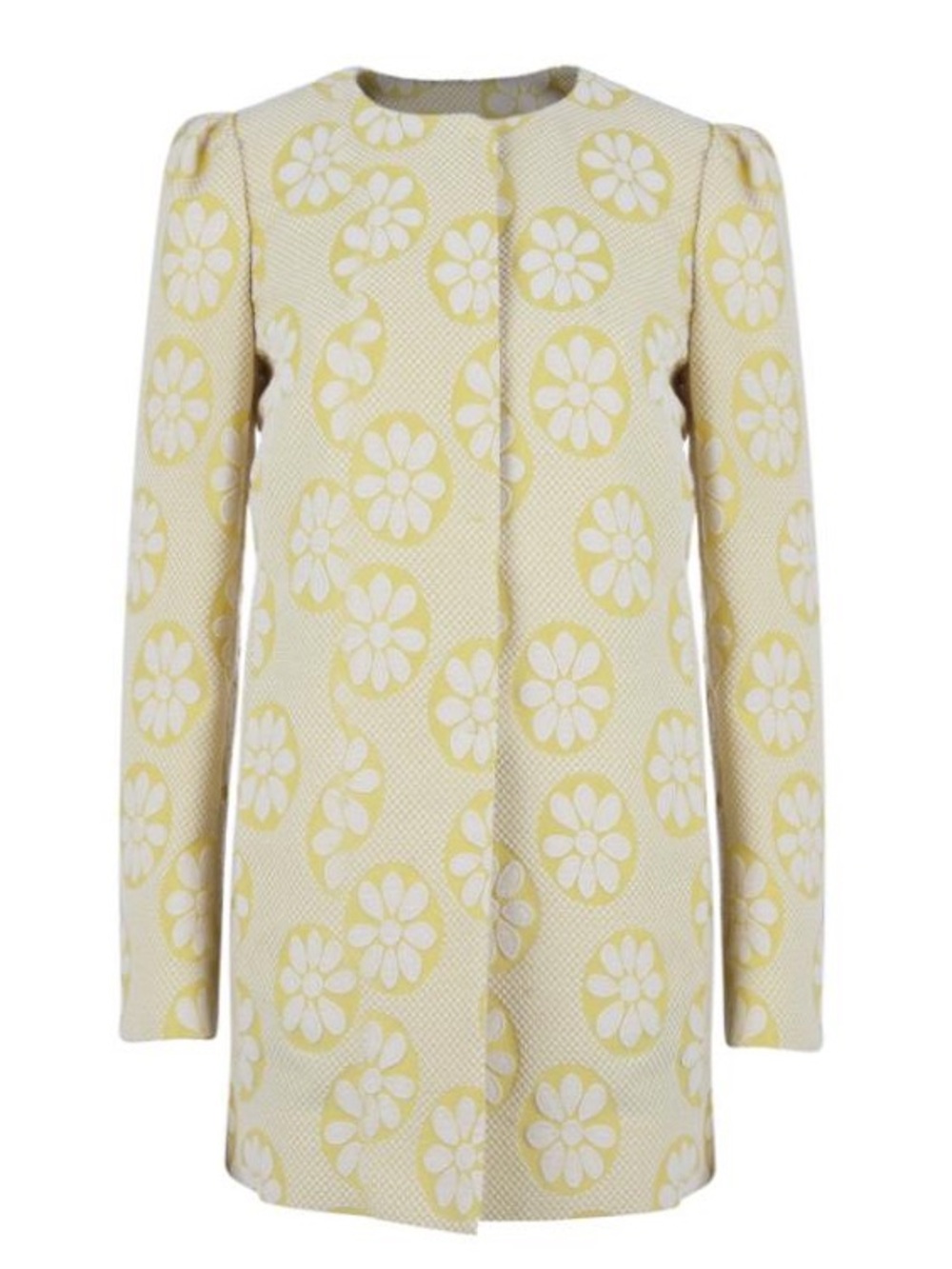 RED Valentino Yellow and White Floral Jacquard Trench Coat